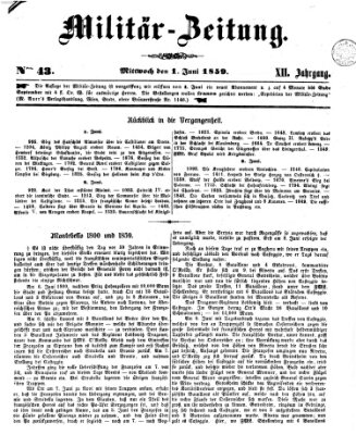 Militär-Zeitung Mittwoch 1. Juni 1859