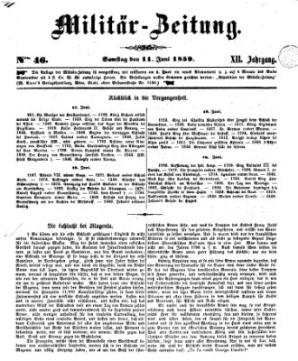 Militär-Zeitung Samstag 11. Juni 1859