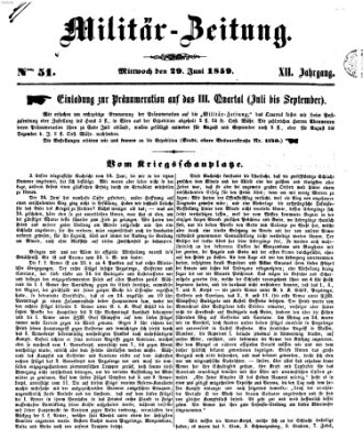 Militär-Zeitung Mittwoch 29. Juni 1859