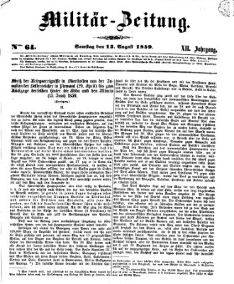 Militär-Zeitung Samstag 13. August 1859