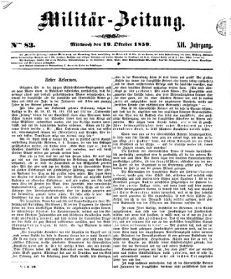 Militär-Zeitung Mittwoch 19. Oktober 1859