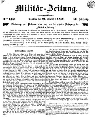 Militär-Zeitung Samstag 24. Dezember 1859