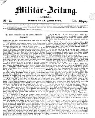 Militär-Zeitung Mittwoch 18. Januar 1860