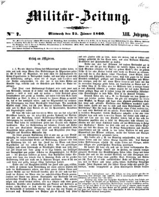 Militär-Zeitung Mittwoch 25. Januar 1860