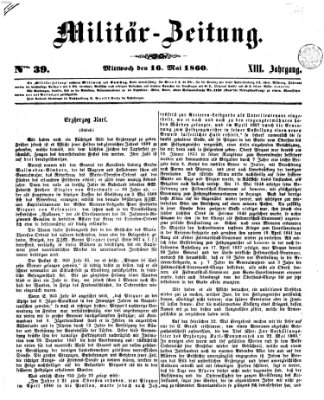 Militär-Zeitung Mittwoch 16. Mai 1860