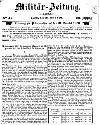 Militär-Zeitung Samstag 16. Juni 1860