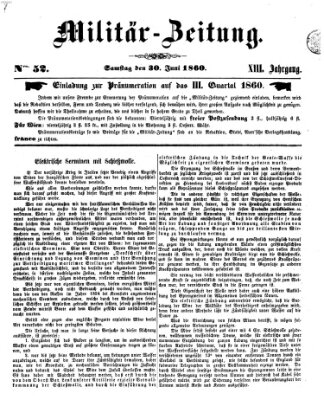 Militär-Zeitung Samstag 30. Juni 1860