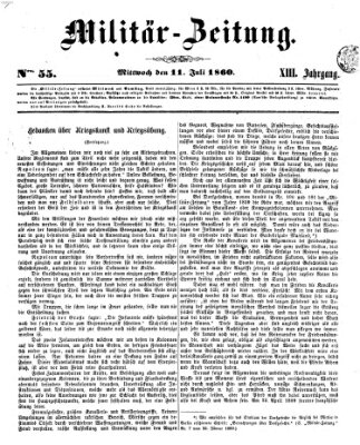 Militär-Zeitung Mittwoch 11. Juli 1860