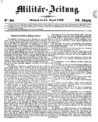 Militär-Zeitung Mittwoch 15. August 1860