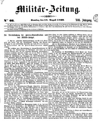 Militär-Zeitung Samstag 18. August 1860