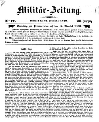 Militär-Zeitung Mittwoch 26. September 1860