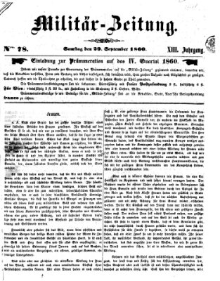 Militär-Zeitung Samstag 29. September 1860