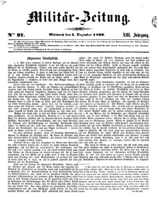 Militär-Zeitung Mittwoch 5. Dezember 1860