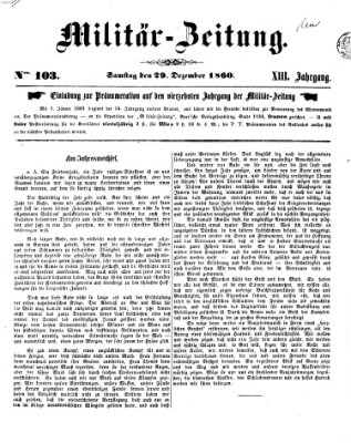 Militär-Zeitung Samstag 29. Dezember 1860