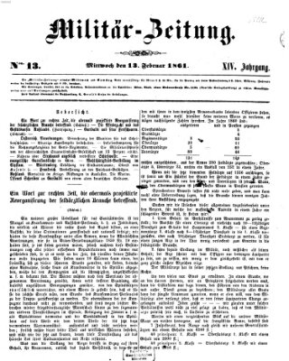 Militär-Zeitung Mittwoch 13. Februar 1861