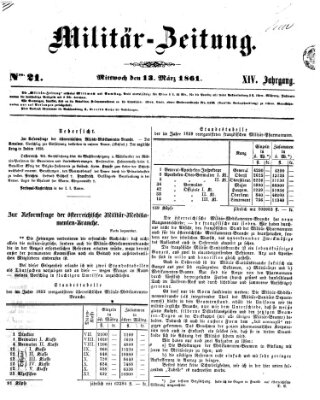 Militär-Zeitung Mittwoch 13. März 1861