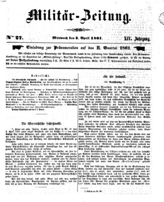 Militär-Zeitung Mittwoch 3. April 1861