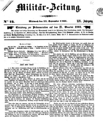 Militär-Zeitung Mittwoch 11. September 1861