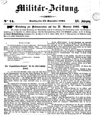 Militär-Zeitung Samstag 14. September 1861