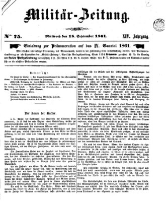 Militär-Zeitung Mittwoch 18. September 1861