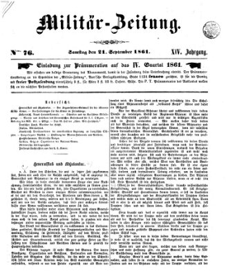 Militär-Zeitung Samstag 21. September 1861