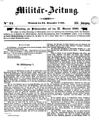 Militär-Zeitung Mittwoch 25. September 1861