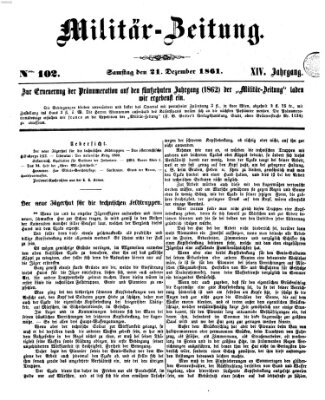 Militär-Zeitung Samstag 21. Dezember 1861