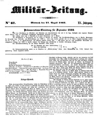 Militär-Zeitung Mittwoch 27. August 1862