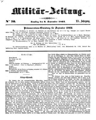 Militär-Zeitung Samstag 6. September 1862