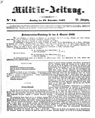 Militär-Zeitung Samstag 20. September 1862