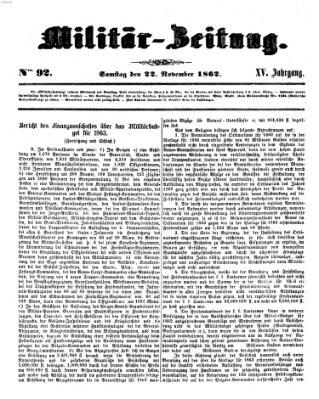 Militär-Zeitung Samstag 22. November 1862