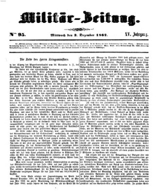 Militär-Zeitung Mittwoch 3. Dezember 1862