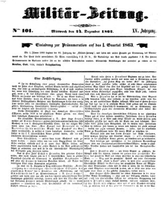 Militär-Zeitung Mittwoch 24. Dezember 1862