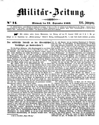 Militär-Zeitung Mittwoch 23. September 1863