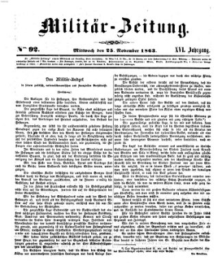 Militär-Zeitung Mittwoch 25. November 1863