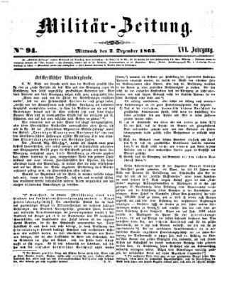 Militär-Zeitung Mittwoch 2. Dezember 1863