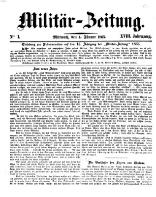 Militär-Zeitung Mittwoch 4. Januar 1865