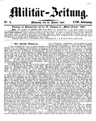 Militär-Zeitung Mittwoch 11. Januar 1865