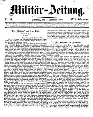 Militär-Zeitung Samstag 4. Februar 1865