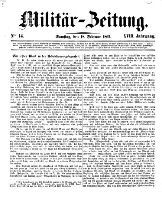 Militär-Zeitung Samstag 18. Februar 1865