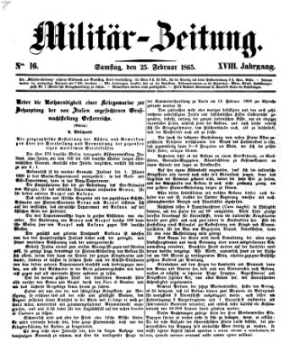 Militär-Zeitung Samstag 25. Februar 1865