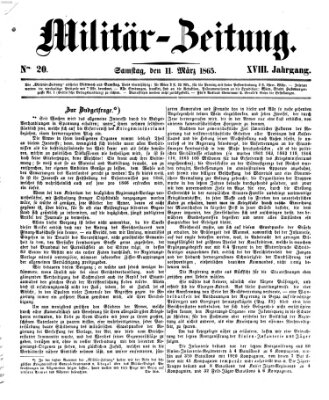 Militär-Zeitung Samstag 11. März 1865