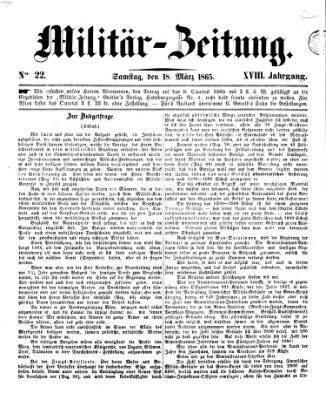 Militär-Zeitung Samstag 18. März 1865