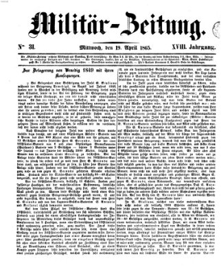 Militär-Zeitung Mittwoch 19. April 1865