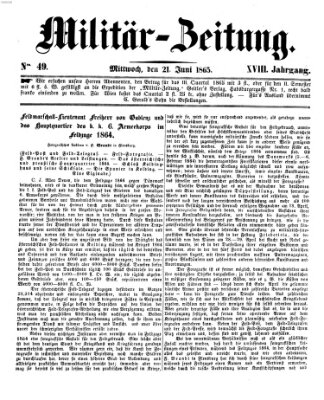 Militär-Zeitung Mittwoch 21. Juni 1865