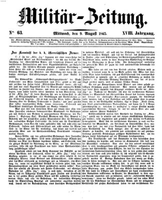 Militär-Zeitung Mittwoch 9. August 1865