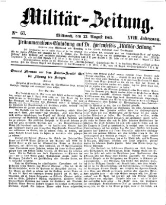 Militär-Zeitung Mittwoch 23. August 1865