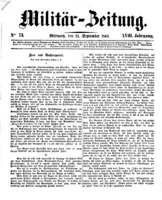 Militär-Zeitung Mittwoch 13. September 1865