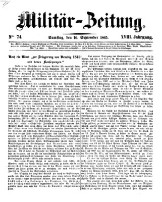 Militär-Zeitung Samstag 16. September 1865