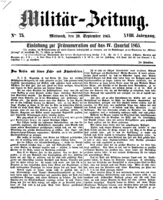 Militär-Zeitung Mittwoch 20. September 1865